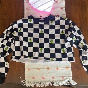 Grinch crop top pullover sweatshirt